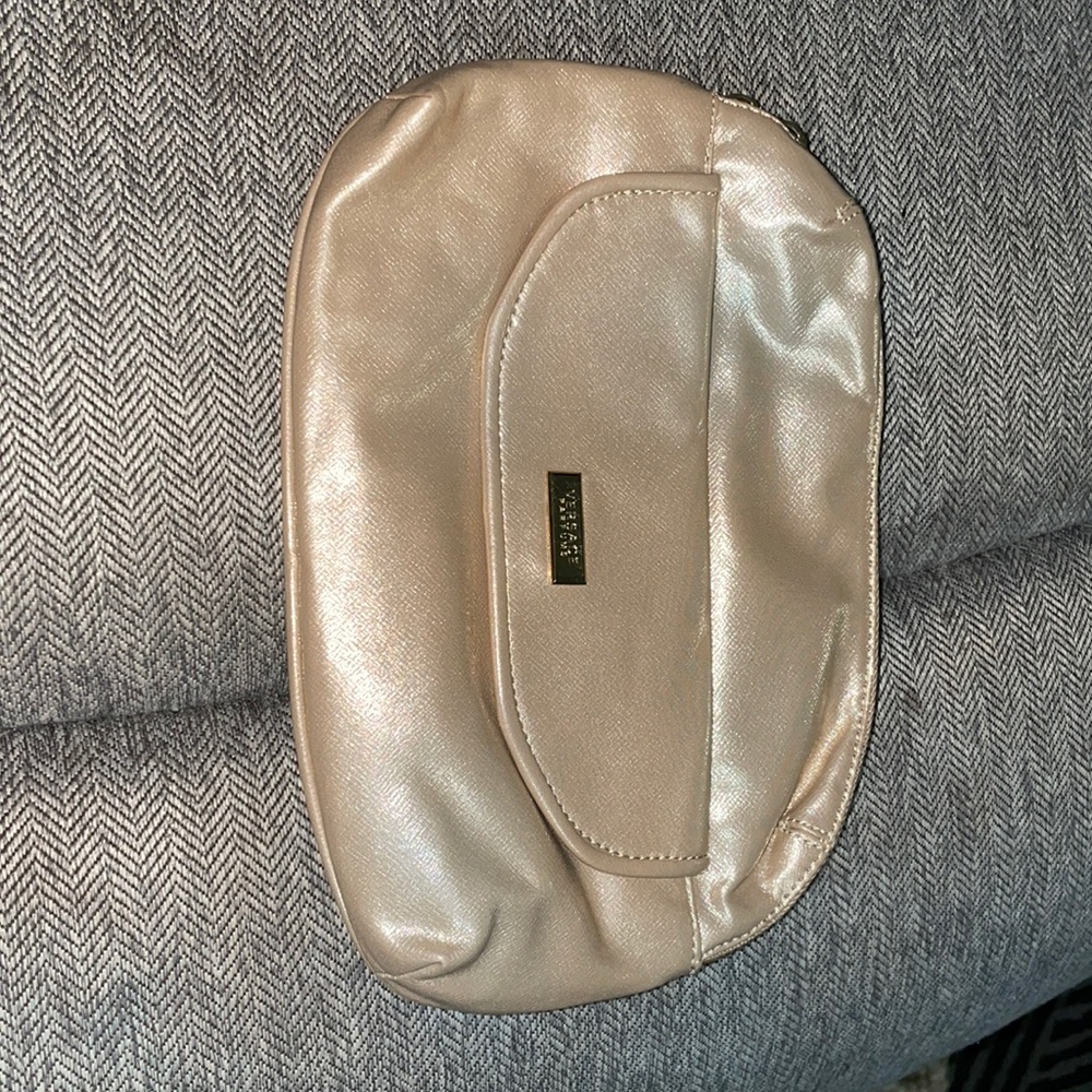 Versace metallic champagne cosmetic pouch